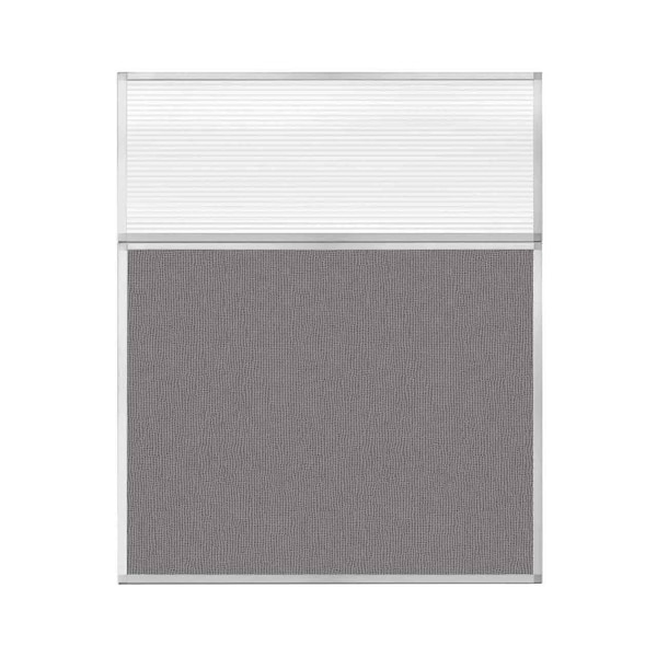 Hush Panel Configurable Cubicle Partition 5' x 6' W/ Window Slate Fabric Clear Fluted Window